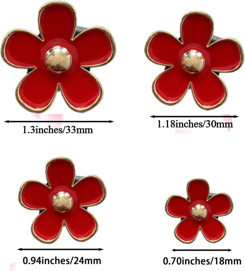 SPANICE Daisy Air Vent Clips, 4 Pcs Cute Flower Car Air Conditioning Outlet Clip Car Air Freshener Clip Charm Car Inter Decor Accessories for Women (Red) - Image 2